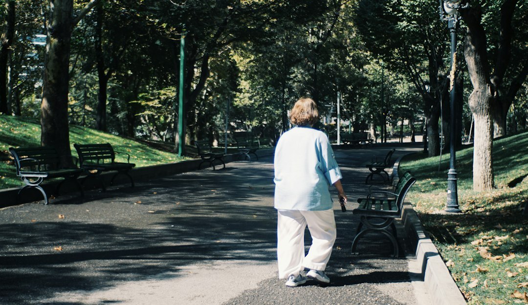 senior walking in park