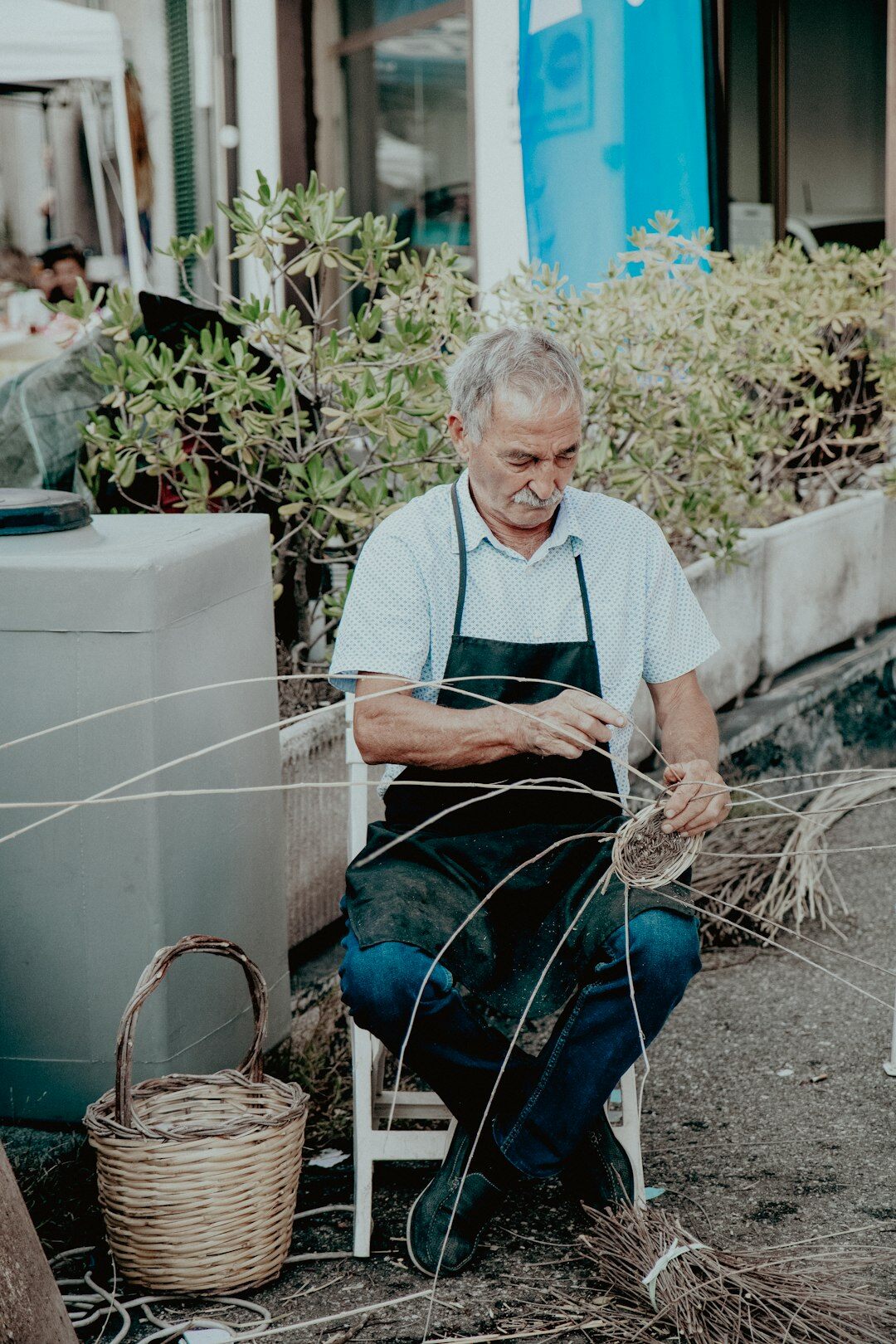 elderly person gardening