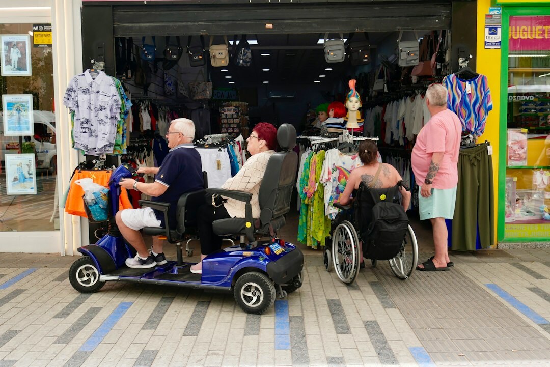 senior shopping with list at store